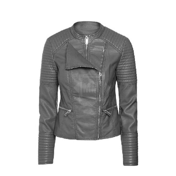 Women's Grey Leather Jacket