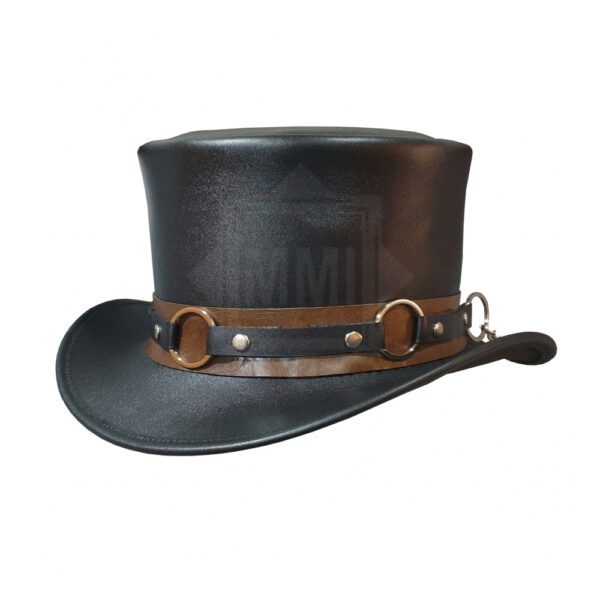 Black Leather Top Hat