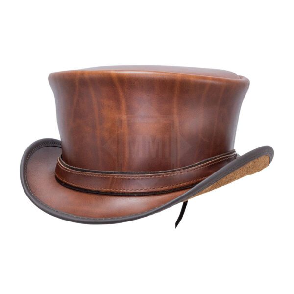 Brown Leather Top Hat