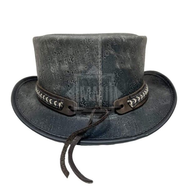 Gray Leather Top Hat