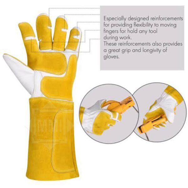 White and mustard Gloves