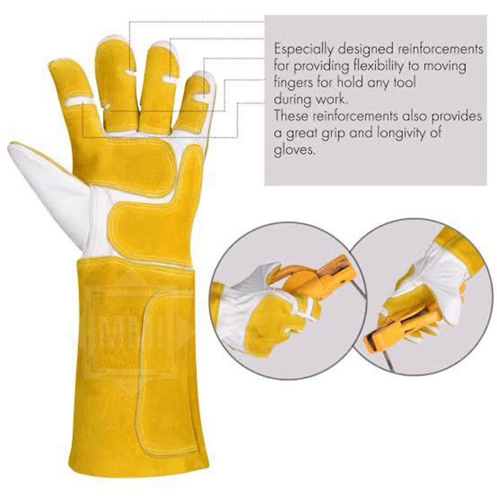 White and mustard Gloves
