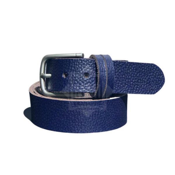 Blue Textured Leather Belt