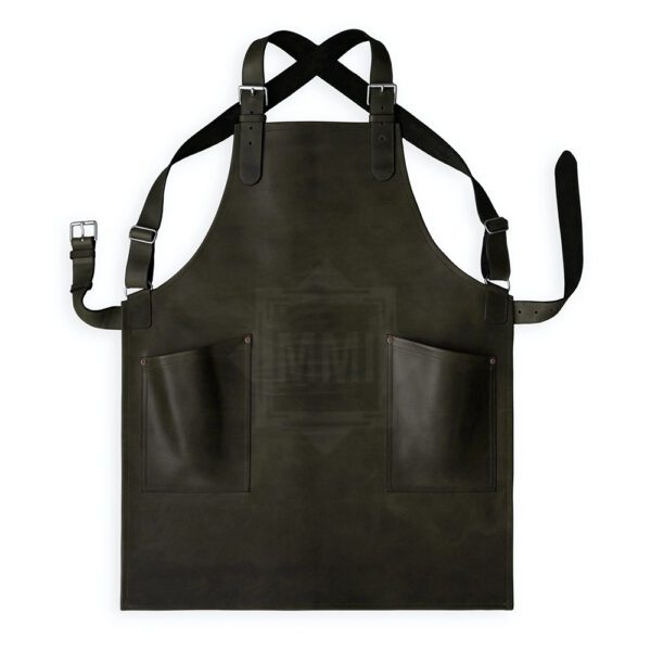 Gray Leather Barber Apron