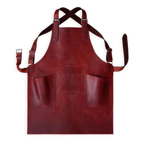 Maroon Leather Barber Apron