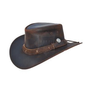 Dark Brown Leather Hat