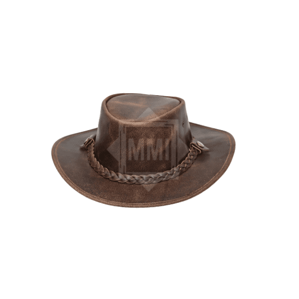 brown braided leather cowboy hat